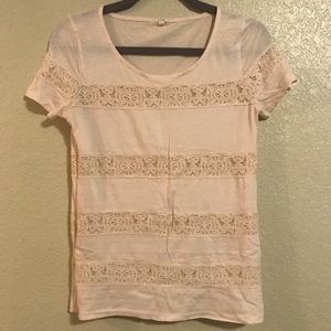 J. Crew Lace stripe tissue tee